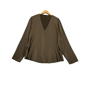 Ruti Blouse Womens Size 5/L Silk Blend Long Sleeve Brown Tunic Oversized Capsule